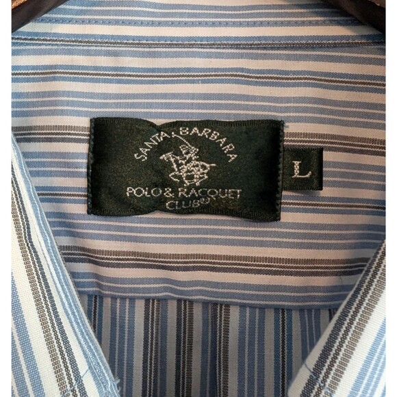Mens Large Button Down Shirt Santa Barbara Polo Racquet Club Blue Stripe L SBPRC - Picture 2 of 6